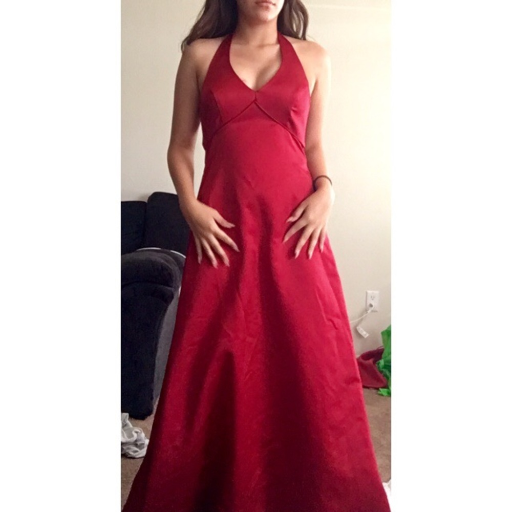 David’s Bridals Red Dress w/ Embroidery